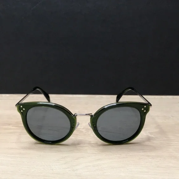 CELINE CL40011U 98V GREEN SHINNY SILVER SUNGLASSES MADE IN ITALY Celine CL40011U 98V 49Mm Round Women main image 2